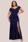 Scuba Crepe Off Shoulder Front Split Maxi Dress DR2930PLUS