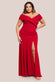 Scuba Crepe Off Shoulder Front Split Maxi Dress DR2930PLUS