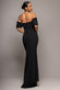Scuba Crepe Draped Bardot Maxi Dress DR3259
