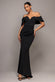 Scuba Crepe Draped Bardot Maxi Dress DR3259