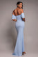 Scuba Crepe Draped Bardot Maxi Dress DR3259