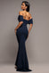 Scuba Crepe Draped Bardot Maxi Dress DR3259