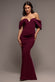 Scuba Crepe Draped Bardot Maxi Dress DR3259