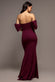 Scuba Crepe Draped Bardot Maxi Dress DR3259