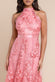 Halter Neck Lace High And Low Dress DR3346QZ