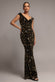 Multi Sequin & Velvet Bardot Maxi Dress DR3512