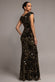 Multi Sequin & Velvet Bardot Maxi Dress DR3512
