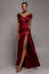 Satin Off Shoulder Pleated Maxi Dress DR3731