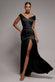 Satin Off Shoulder Pleated Maxi Dress DR3731