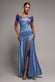Satin Off Shoulder Pleated Maxi Dress DR3731