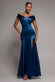 Satin Off Shoulder Pleated Maxi Dress DR3731