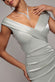 Satin Off Shoulder Pleated Maxi Dress DR3731