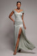 Satin Off Shoulder Pleated Maxi Dress DR3731