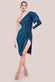 Draped Frill One Sleeve Lurex Wrap Midi Dress DR3806