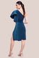 Draped Frill One Sleeve Lurex Wrap Midi Dress DR3806