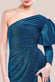 Draped Frill One Sleeve Lurex Wrap Midi Dress DR3806