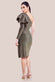 Draped Frill One Sleeve Lurex Wrap Midi Dress DR3806