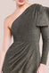 Draped Frill One Sleeve Lurex Wrap Midi Dress DR3806