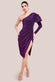 Draped Frill One Sleeve Lurex Wrap Midi Dress DR3806