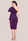Draped Frill One Sleeve Lurex Wrap Midi Dress DR3806