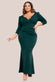 Three-Quarter Faux Wrap Neck Maxi Dress DR3975PLUS