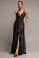 Ornamental Patterned Iridescent Sequin Maxi With Front Split DR3986