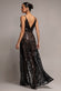 Ornamental Patterned Iridescent Sequin Maxi With Front Split DR3986