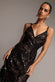 Ornamental Patterned Iridescent Sequin Maxi With Front Split DR3986