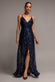 Ornamental Patterned Iridescent Sequin Maxi With Front Split DR3986