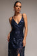 Ornamental Patterned Iridescent Sequin Maxi With Front Split DR3986