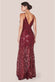 Ornamental Patterned Iridescent Sequin Maxi With Front Split DR3986