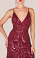 Ornamental Patterned Iridescent Sequin Maxi With Front Split DR3986