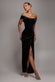 Draped Shoulder Velvet Corset Maxi Dress DR4044