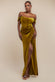 Draped Shoulder Velvet Corset Maxi Dress DR4044