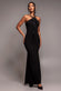 Racer Neck Corsage Scuba Maxi Dress DR4053
