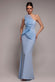 One Shoulder Pleated Fan Maxi Dress DR4075