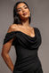 COWL NECK ONE SHOULDER SCUBA & CHIFFON MAXI DRESS DR4137