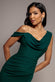 COWL NECK ONE SHOULDER SCUBA & CHIFFON MAXI DRESS DR4137