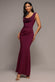 COWL NECK ONE SHOULDER SCUBA & CHIFFON MAXI DRESS DR4137