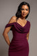 COWL NECK ONE SHOULDER SCUBA & CHIFFON MAXI DRESS DR4137