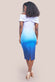 Ombre Front Wrap Bardot Midi Dress DR4222QZ