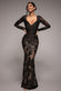 Long Sleeve Sequin Leaf Long Sleeve Maxi Dress DR4359