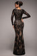 Long Sleeve Sequin Leaf Long Sleeve Maxi Dress DR4359