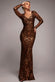 Long Sleeve Sequin Leaf Long Sleeve Maxi Dress DR4359