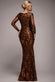 Long Sleeve Sequin Leaf Long Sleeve Maxi Dress DR4359