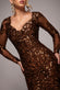 Long Sleeve Sequin Leaf Long Sleeve Maxi Dress DR4359