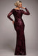 Long Sleeve Sequin Leaf Long Sleeve Maxi Dress DR4359