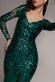 Long Sleeve Sequin Leaf Long Sleeve Maxi Dress DR4359