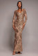 Long Sleeve Sequin Leaf Long Sleeve Maxi Dress DR4359