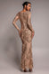 Long Sleeve Sequin Leaf Long Sleeve Maxi Dress DR4359